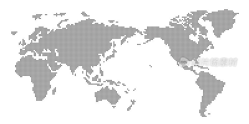 Map of Japan made of round dots / black